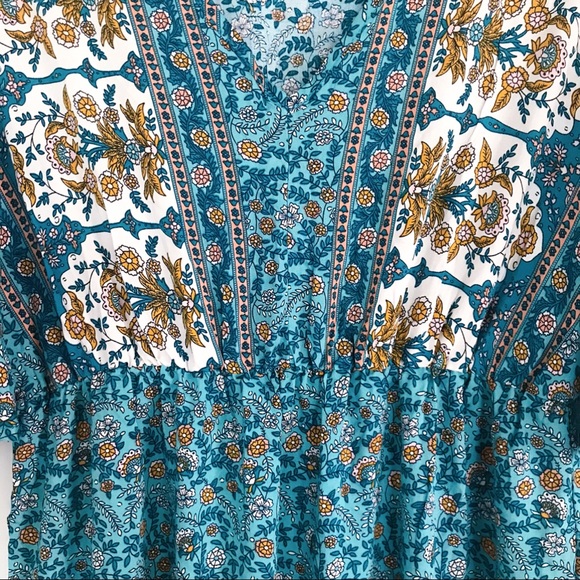 🦋 BLUE FLORAL BOHO MAXI DRESS! - Picture 11 of 15